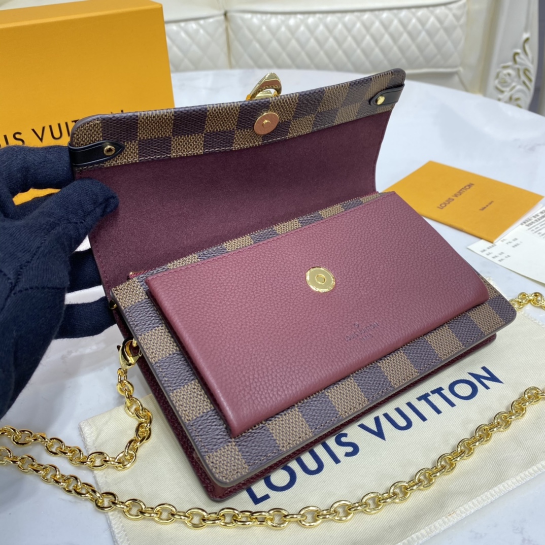 Louis Vuitton VAVIN CHAIN WALLET Handbag Damier Ebene N60222